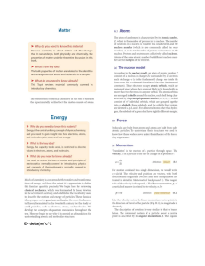 Physics & Chemistry: Matter, Energy, and Atomic Structure