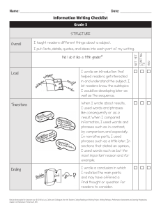 Grade 5 Information Writing Checklist