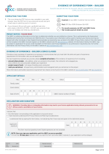 QBCC Builder Experience Form &ndash; License Application