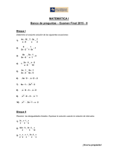 Banco de preguntas Examen Final Matem&aacute;tica I 2015-II Universidad Continental