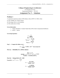 Engineering Reliability Assignment 5 Solutions