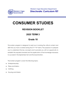 Grade 10 Consumer Studies Revision Booklet 2025 Term 3