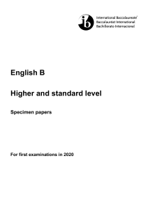 IB English B Specimen Papers 2020 Higher & Standard Level