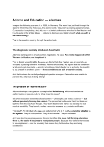 Adorno and Education: A Lecture on Critical Pedagogy