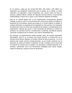 Sistema Integrado de Gesti&oacute;n ISO 9001, 14001, 45001