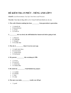 15-Minute English Test for 9th Grade