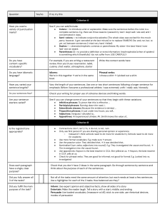 Writing Rubric: Punctuation, Vocabulary, and Structure Guide