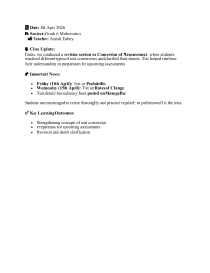 Grade 6 Math Class Update: Unit Conversion & Upcoming Tests