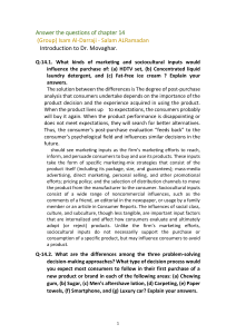 Chapter 14 Questions: Consumer Behavior & Marketing