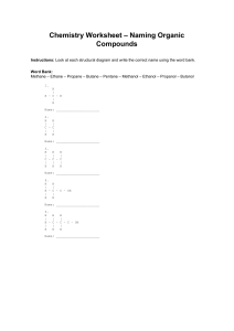 Chemistry Worksheet: Naming Organic Compounds