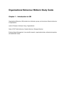 Organizational Behaviour Midterm Study Guide
