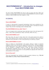 INCOTERMS 2010 Changes from 2000 Guide