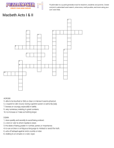 Macbeth Acts I & II Crossword Puzzle