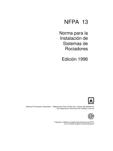 NFPA 13: Norma para Instalaci&oacute;n de Sistemas de Rociadores 1996