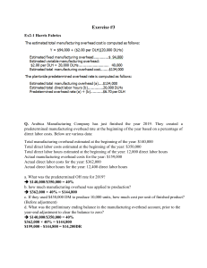Exercise #3: Manufacturing Overhead Calculations