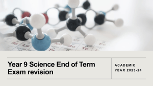 Year 9 Science End of Term Exam Revision Guide