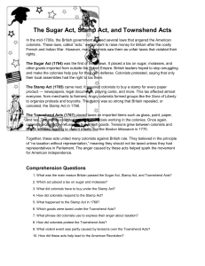 Sugar Stamp Townshend Acts Worksheet