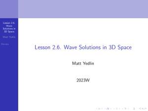 Lesson 2.6: Wave Solutions in 3D Space