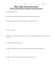 BIOL 1102K Review Questions: Population & Human Ecology