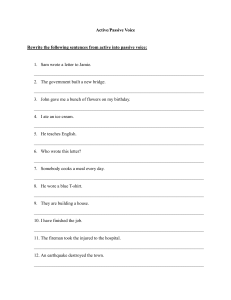 Active/Passive Voice Exercises Worksheet