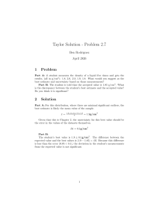 Taylor Solution - Problem 2.7: Density Measurement