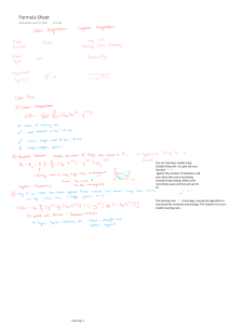 Machine Learning Formula Sheet: Linear & Logistic Regression