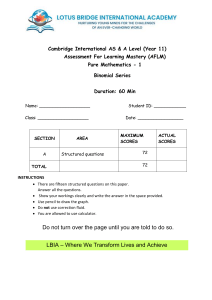 Cambridge AS & A Level Pure Math 1 Binomial Series Exam