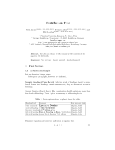 Scientific Article Template: Springer LNCS Format