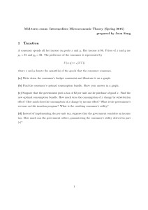 Mid-term Exam: Intermediate Microeconomic Theory (Spring 2015)