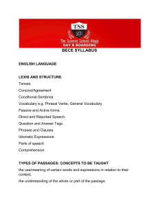 BECE English Language Syllabus - Lexis & Structure