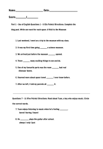 English Grammar & Reading Test Worksheet