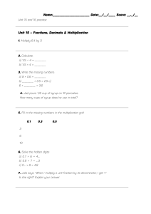 Unit 15 and 16 Math Practice Worksheet