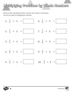 Multiplying Fractions by Whole Numbers Worksheet