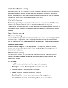 Introduction to Machine Learning: Basics & Applications