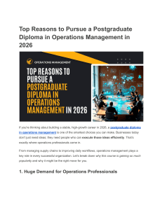 Top Reasons for Postgraduate Diploma in Operations Management 2026