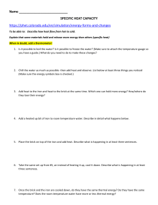Specific Heat Capacity Worksheet with PhET Simulation