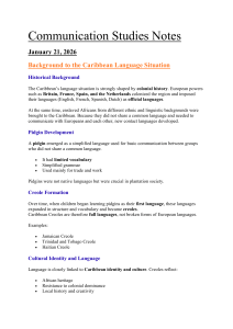 Caribbean Language Situation: Communication Studies Notes