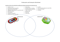Prokaryotic vs Eukaryotic Cells Worksheet