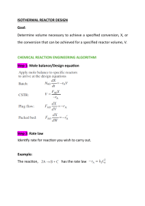 Isothermal Reactor Design: Chemical Reaction Engineering