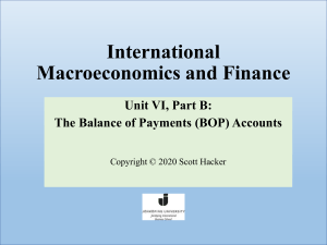 International Macroeconomics: Balance of Payments (BOP) Accounts