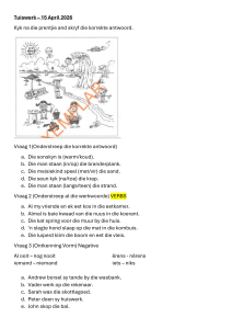 Afrikaanse Taalwerkblad: Woordeskat & Grammatika Oefeninge