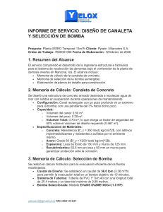 Informe de Servicio: Dise&ntilde;o de Canaleta y Selecci&oacute;n de Bomba