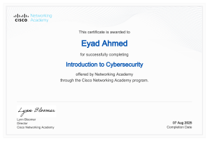 Cisco Introduction to Cybersecurity Certificate