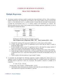 COMM 215 Business Statistics Practice Problems