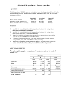 Joint and By-Products Review Questions