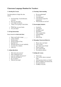Classroom Language Handout for Teachers