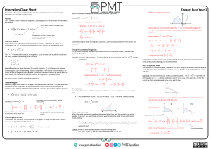 Integration Cheat Sheet for Edexcel Pure Year 1