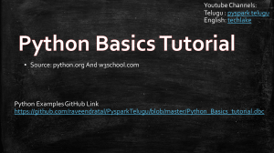 Python Basics Tutorial