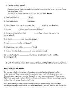 English Grammar Exercises: Abstract Nouns & Noun Phrases