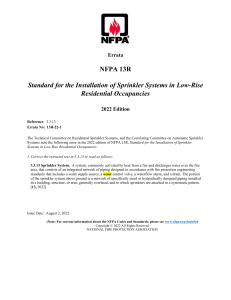 NFPA 13R 2022 Errata: Sprinkler System Definition Correction